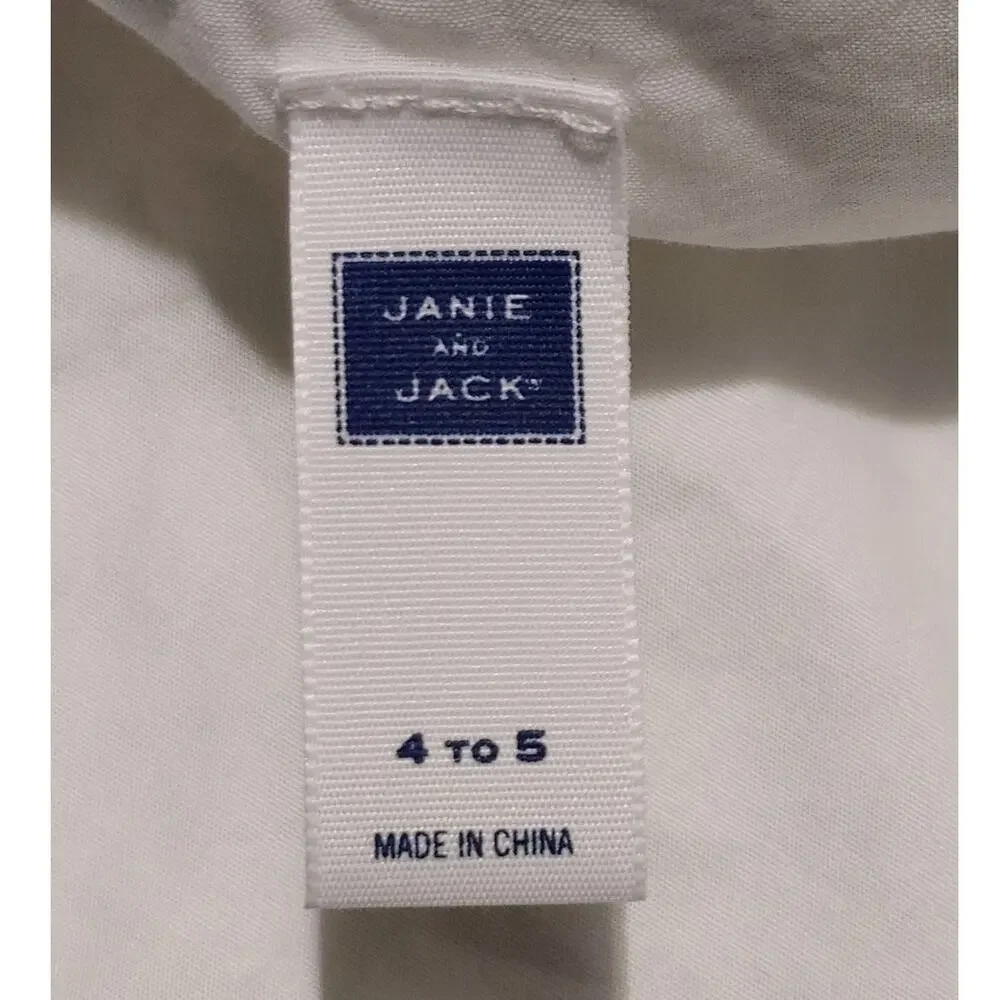 Janie and Jack Bow Bucket Hat 100% Cotton Lined White Navy Kids Girls Size 4-5